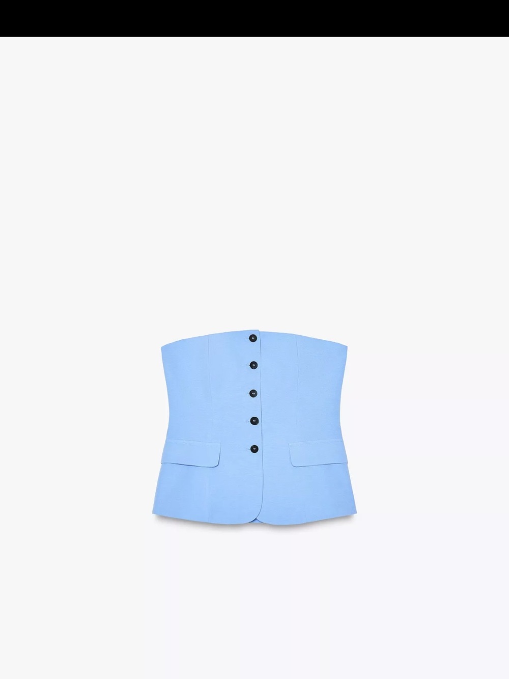 Zara Light Blue Strapless Button-Front Bustier Top